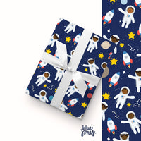 African American Space Astronaut Wrapping Paper