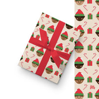 African American Elf Christmas Wrapping Paper