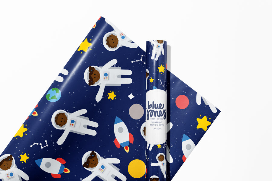 African American Space Astronaut Wrapping Paper