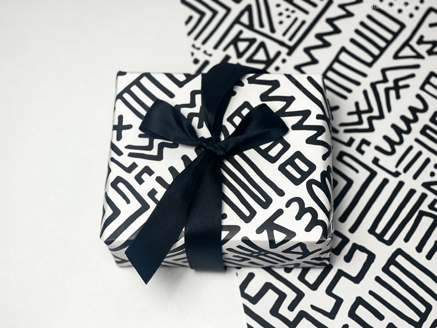 Birthday Wrapping Paper Black and White Cake Gift Wrap - Etsy