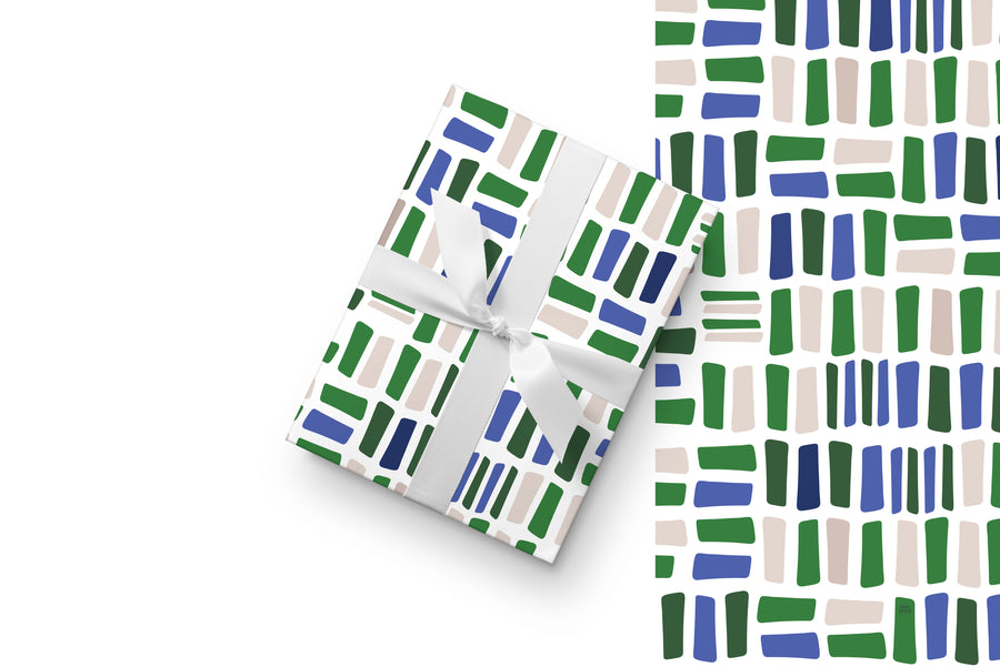 Blue Green Pattern Wrapping Paper