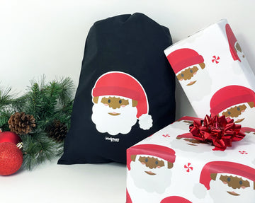 Black Santa Reusable Holiday Gift Bag