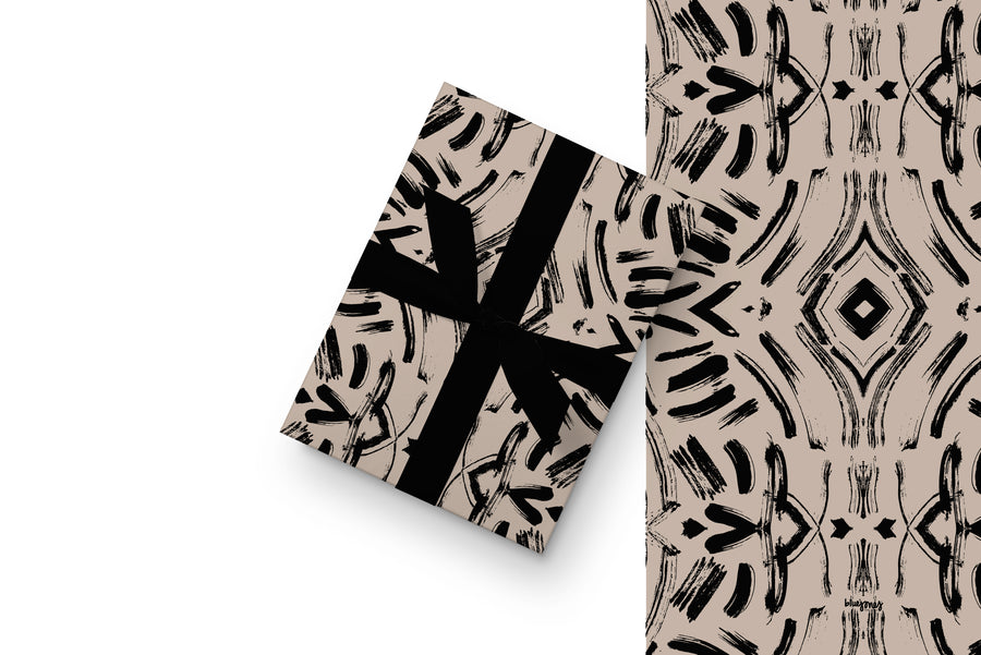 Neutral and Black Abstract Wrapping Paper