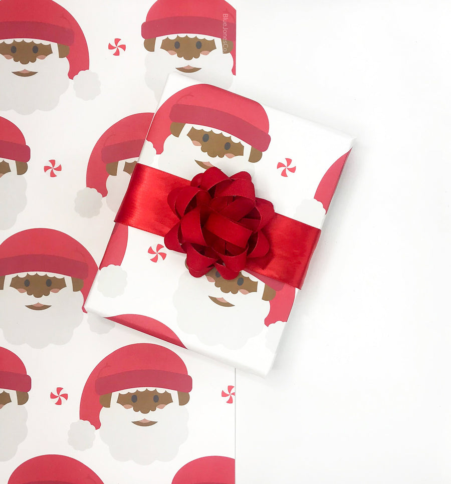 African American Santa Christmas Hanukkah Kwanzaa Wrapping Paper