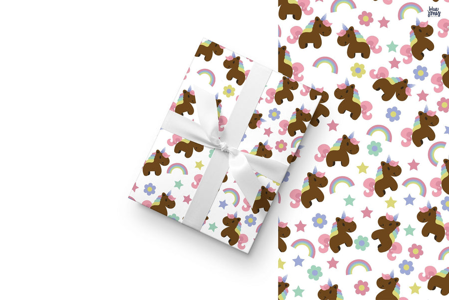 Brown Unicorn Wrapping Paper